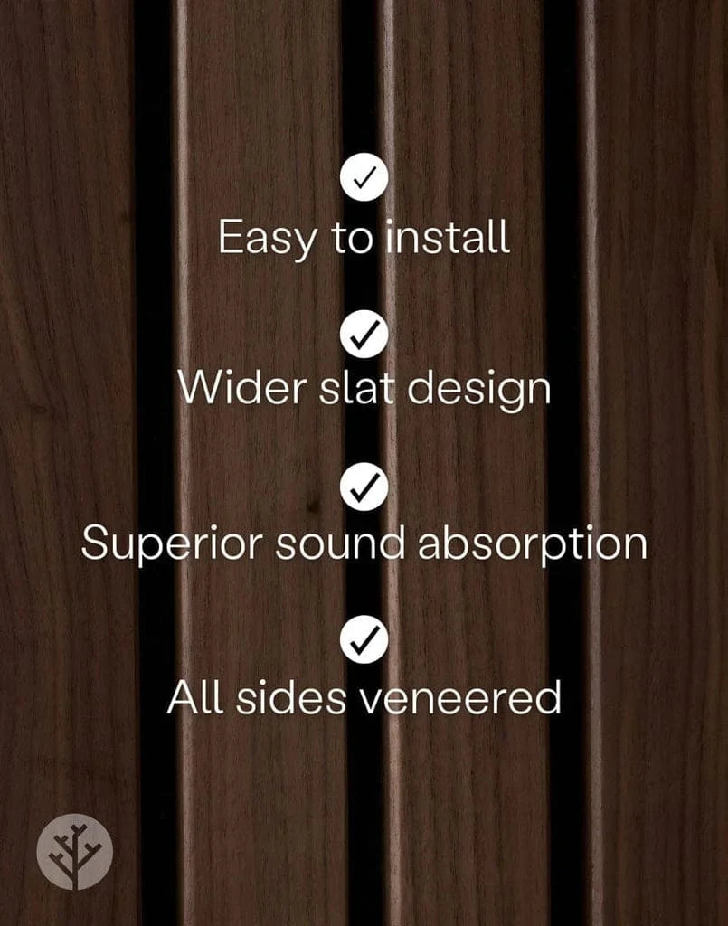 WVH® Australia Acoustic Slat Wood Wall Panels Slatpanel® Luxe American Walnut Acoustic Wide Slat Wood Wall Panels