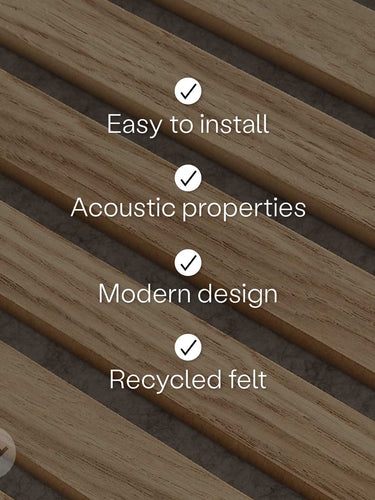 WVH® Acoustic Slat Wood Wall Panels Natural Oak Grey Felt Acoustic Slat Wood Wall Panels