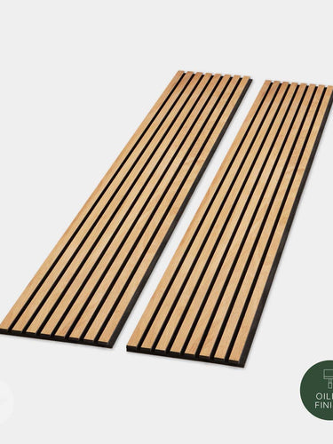 WVH® Acoustic Slat Wood Wall Panels Natural Oak Acoustic Slat Wood Wall Panels side by side