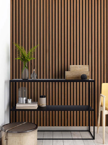 WVH® Acoustic Slat Wood Wall Panels Natural Walnut Acoustic Slat Wood Wall Panels