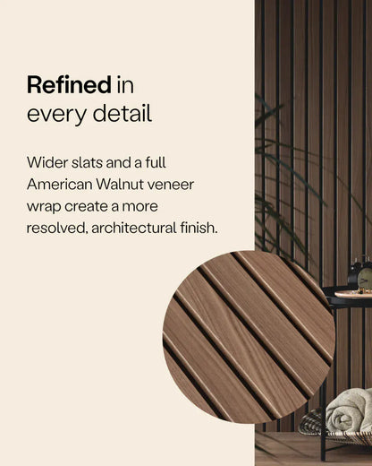 WVH® Australia Acoustic Slat Wood Wall Panels Signature Oiled Acupanel Luxe Walnut Wide Slat Panels